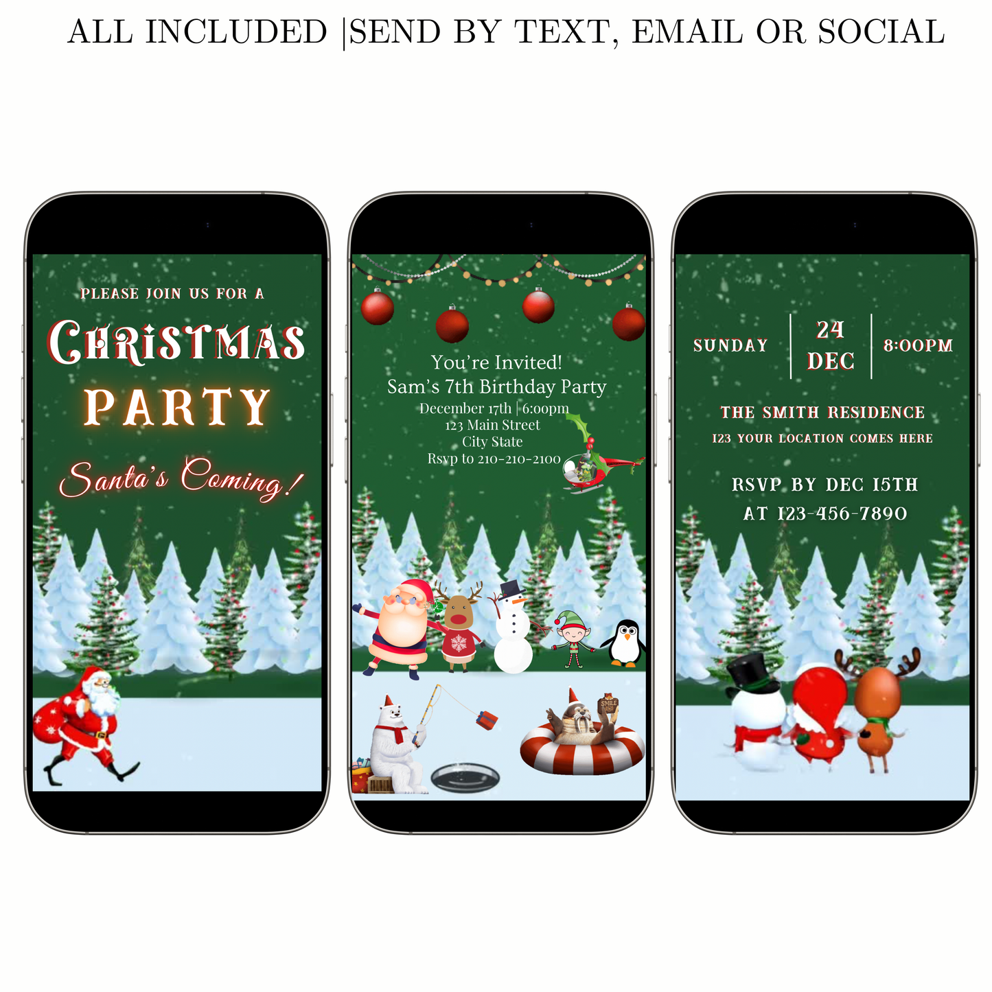 Christmas Party Video Invitation | Animated Santa Digital Evite | Editable Canva Invite Template