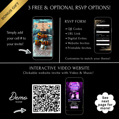 Halloween-Videoeinladung, animierte Einladung mit einem unheimlichen Seeschiff, bearbeitbare mobile Halloween-Partyeinladung