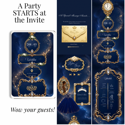 Navy and Gold Website Invitation with RSVP tracking