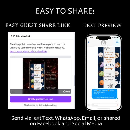 Halloween-Videoeinladung, animierte Einladung „Kleine Monster“, bearbeitbare mobile Halloween-Party-Einladung