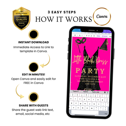 Little Black Dress Video Invitation | Mobile Prom Sendoff Animated Invite | Canva Video Evite Template