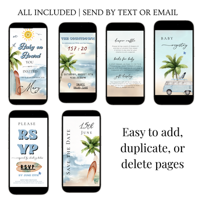 Baby on Board Website Invitation | Canva Website RSVP Template with Music | Boy Baby Shower