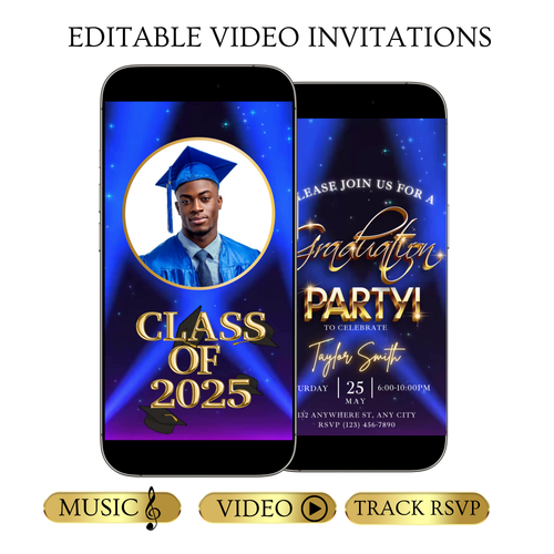 2026 Graduation Video Invitation |Editable Grad Animated Invite | Canva Video Evite Template
