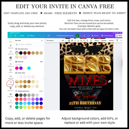 Mob Wife Video | Invitation Glam Mafia Party Invite | Canva Template
