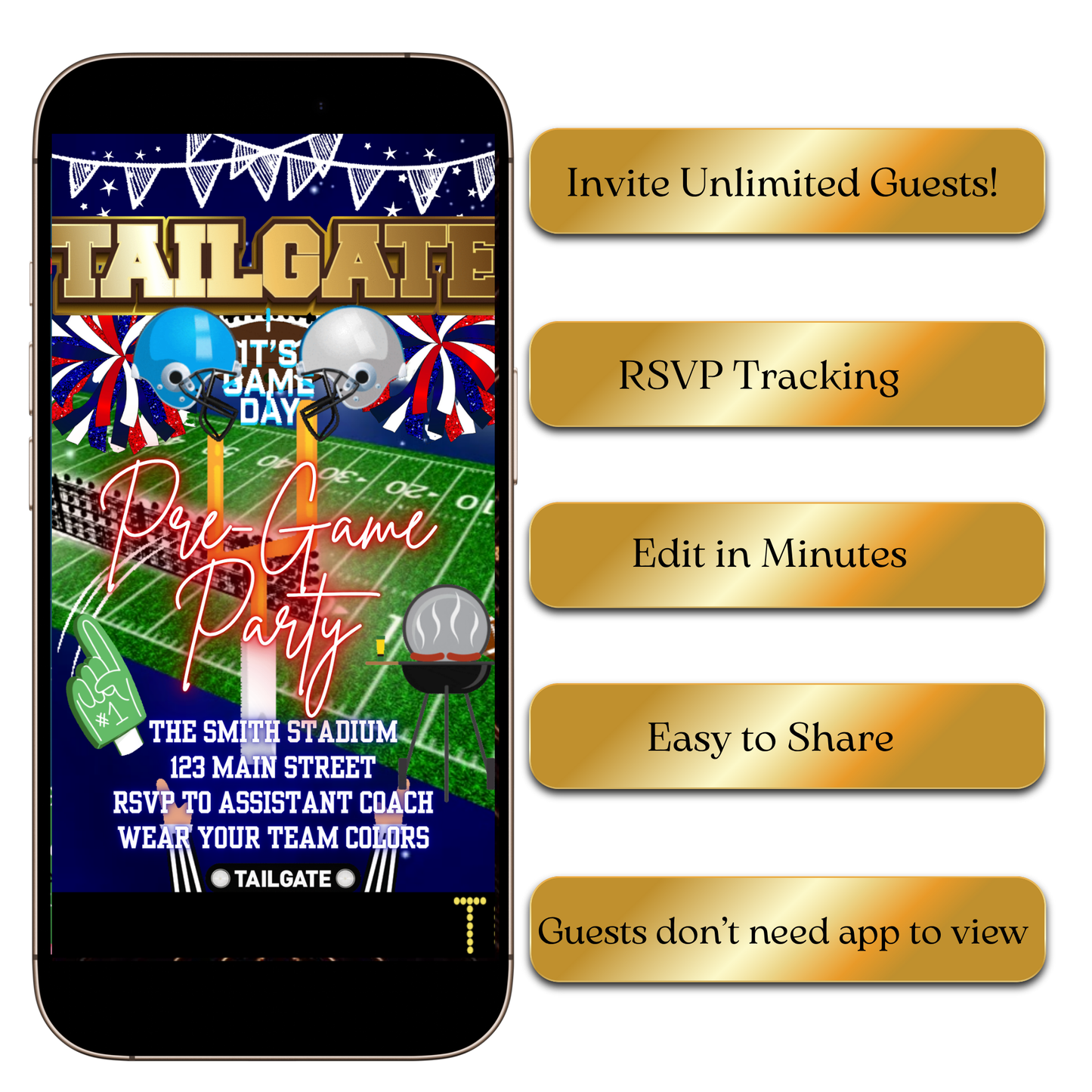 Digital Football Tailgate Party Video Invitation MP4 Invite
