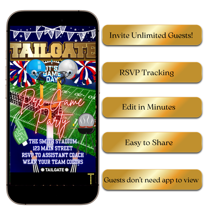 Digital Football Tailgate Party Video Invitation MP4 Invite