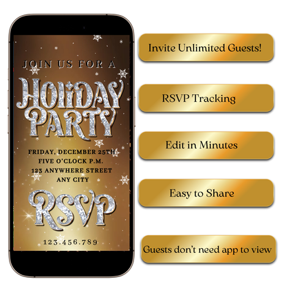 Gold Christmas holiday invitation shared via WhatsApp