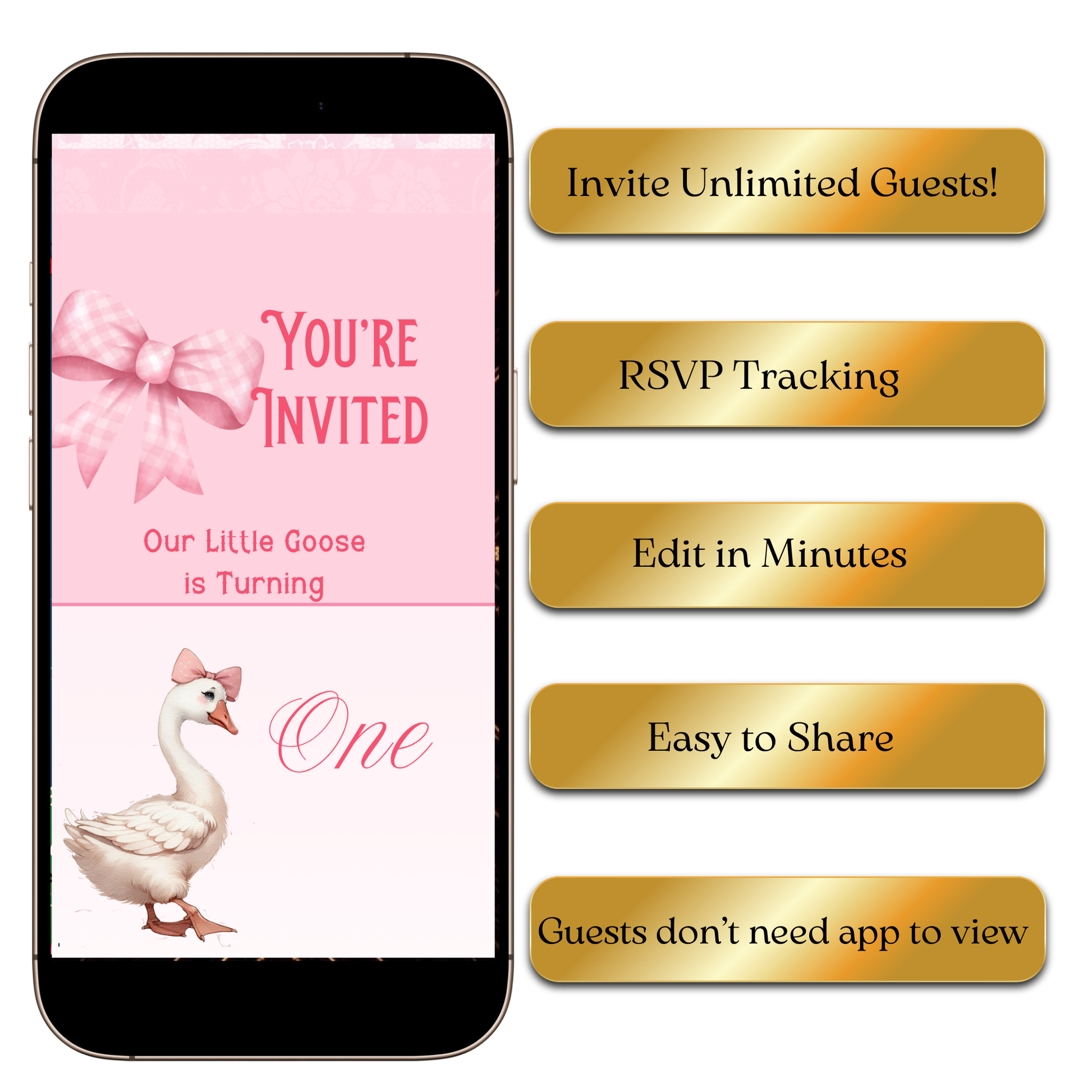 Pink bow sunglasses video invite editable online