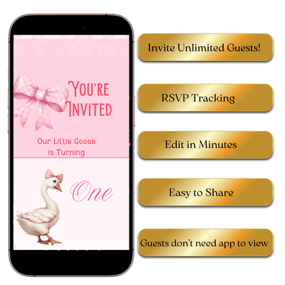 Pink bow sunglasses video invite editable online