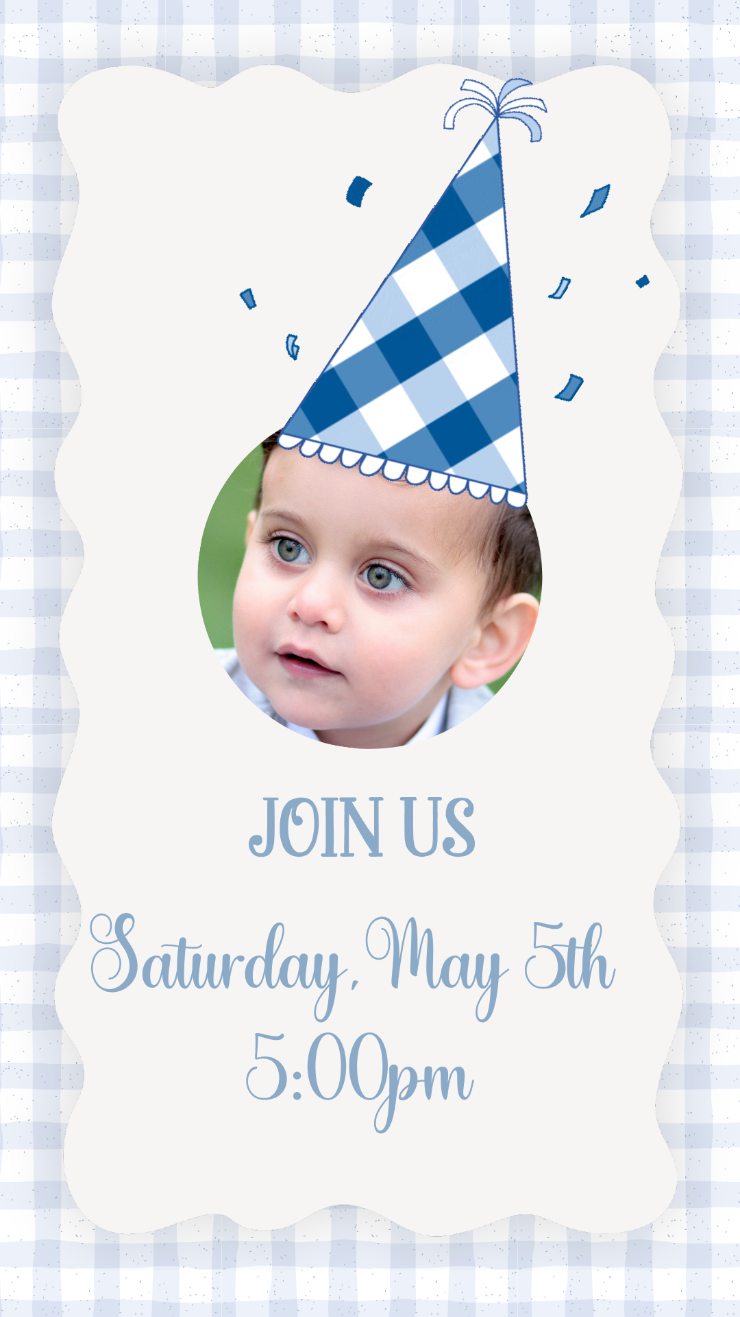 Event details in modern type over deep blue gradient