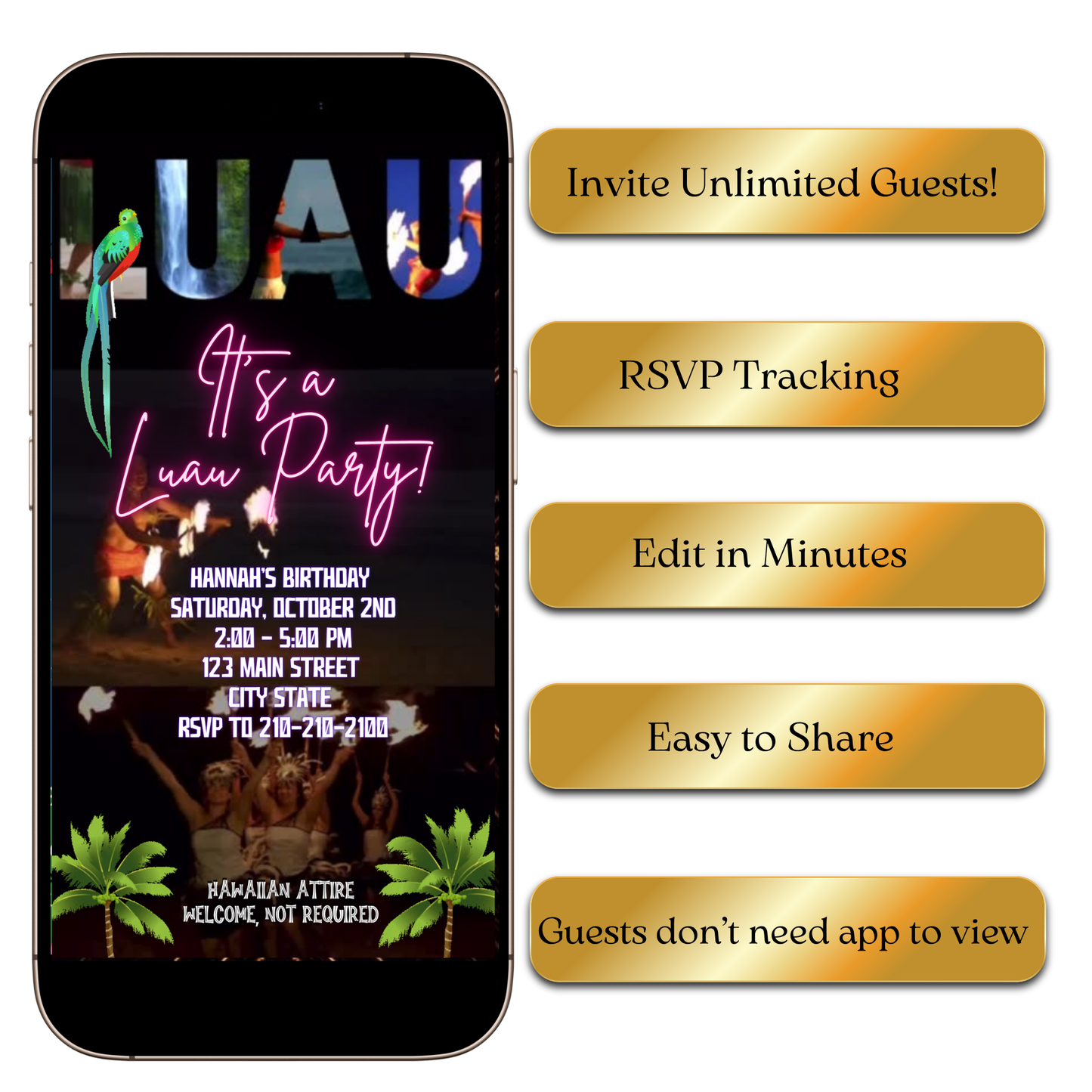 Animated Fire Dance Luau Party Video Invitation Evite