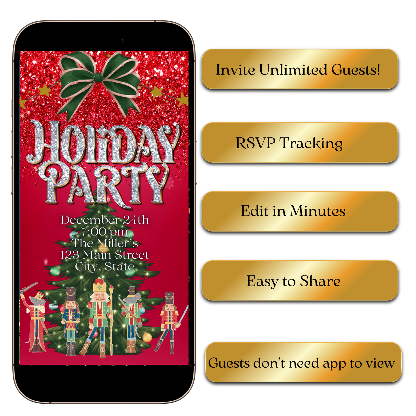 Nutcracker festive digital invitation preview shown on laptop