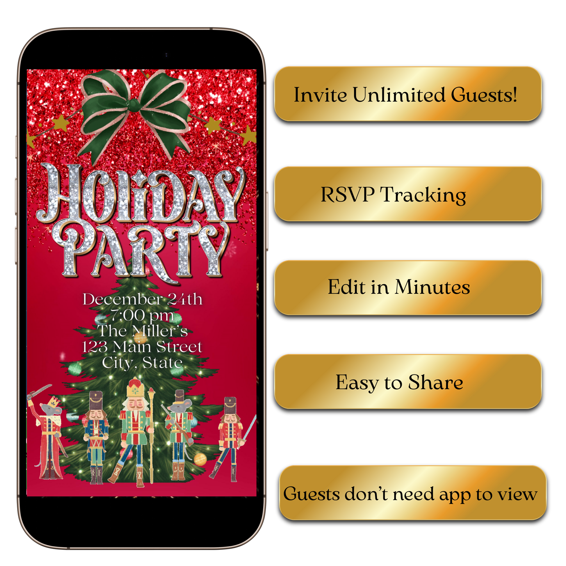 Nutcracker festive digital invitation preview shown on laptop