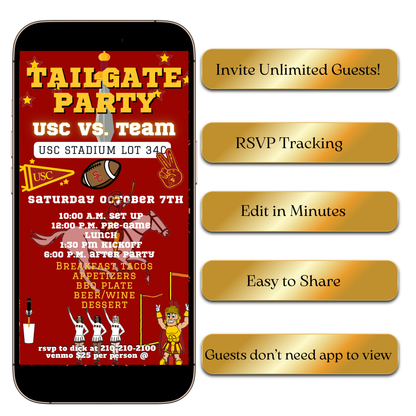 Editable football game day video invite template online