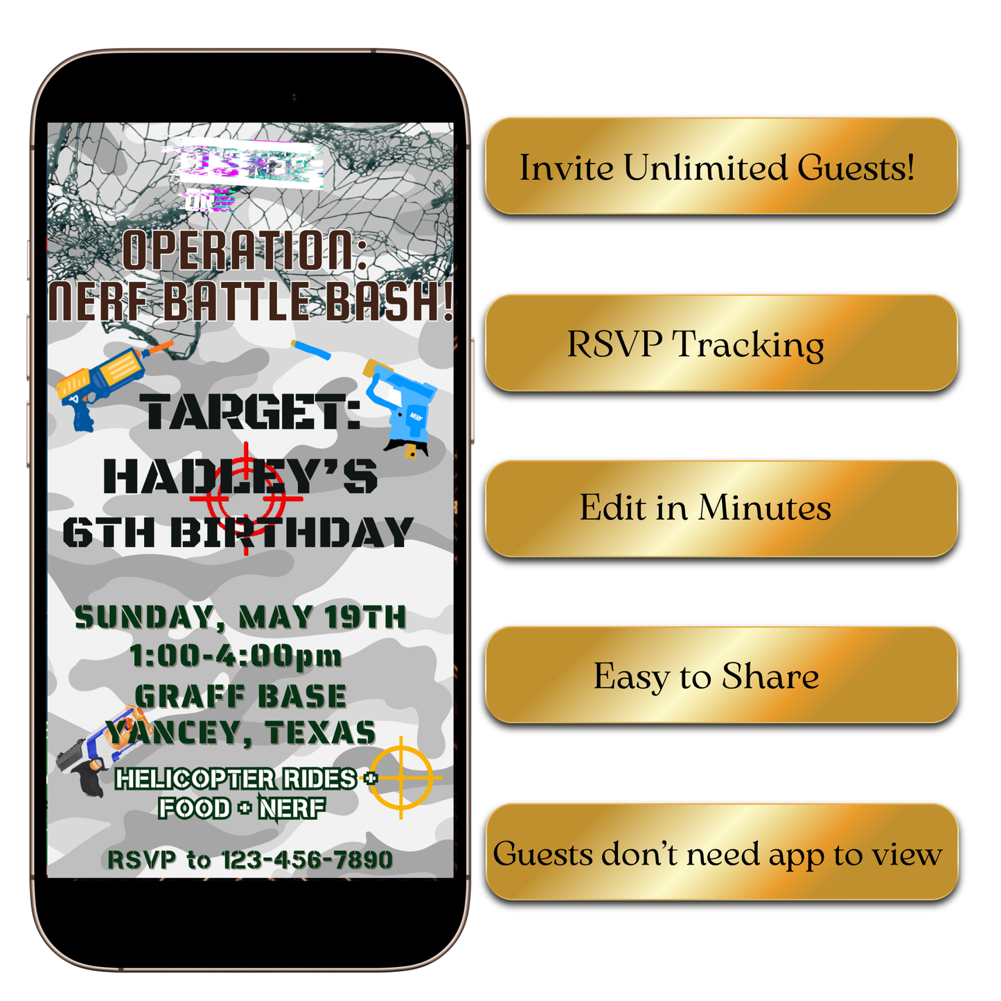 Camouflage Battle Game Video Invitation for Mobile Sharing