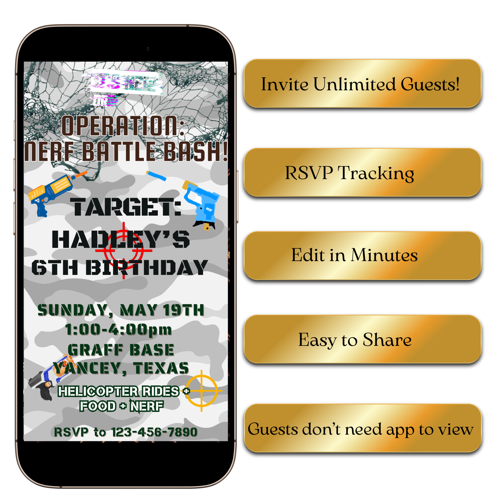 Camouflage Battle Game Video Invitation for Mobile Sharing