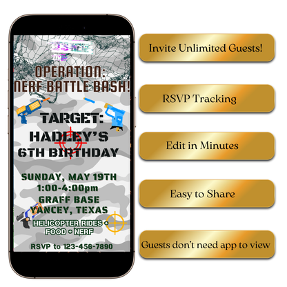 Camouflage Battle Game Video Invitation for Mobile Sharing