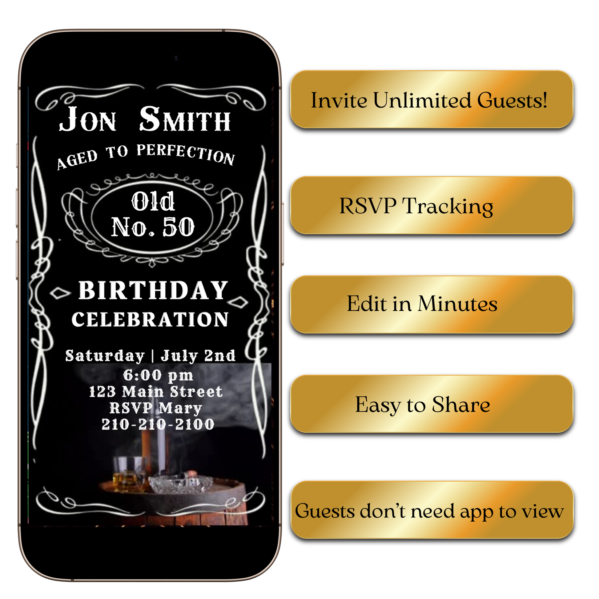 Digital Vintage Whiskey Label Video Invitation MP4 Invite
