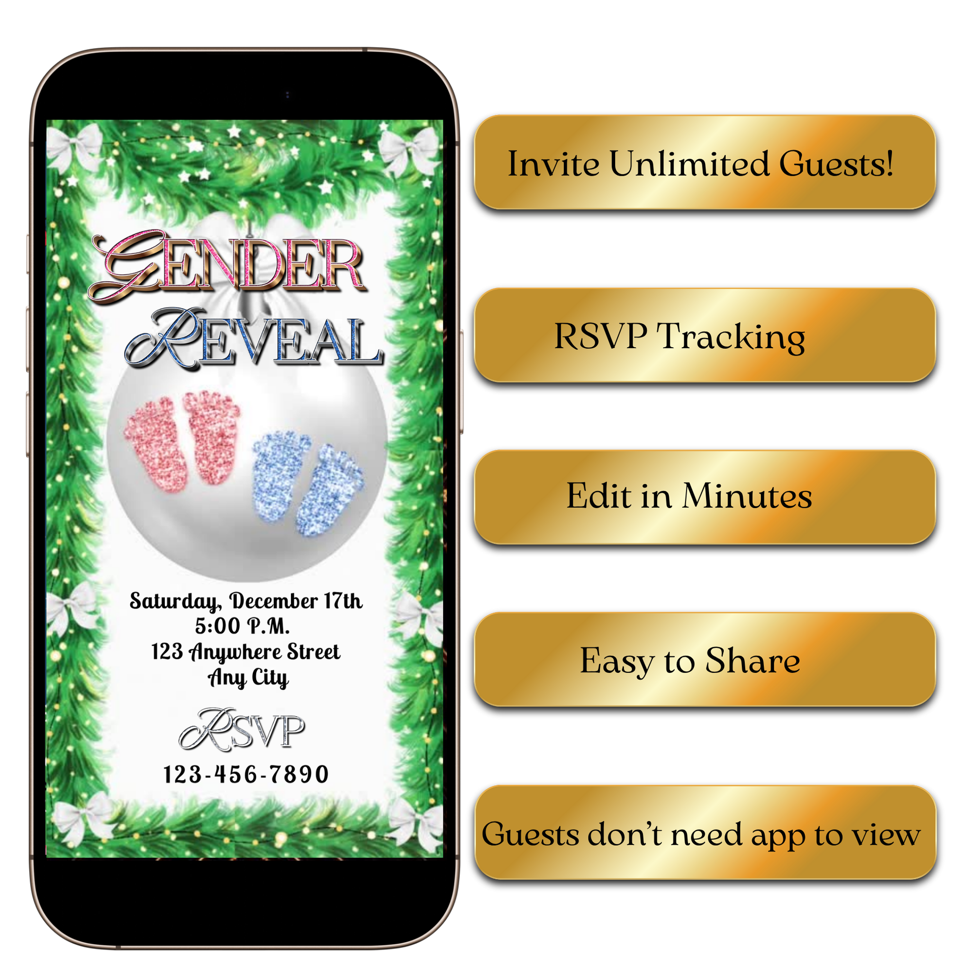 Editable holiday twin baby video invite online