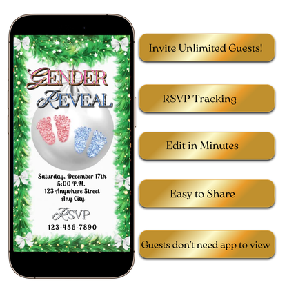 Editable holiday twin baby video invite online