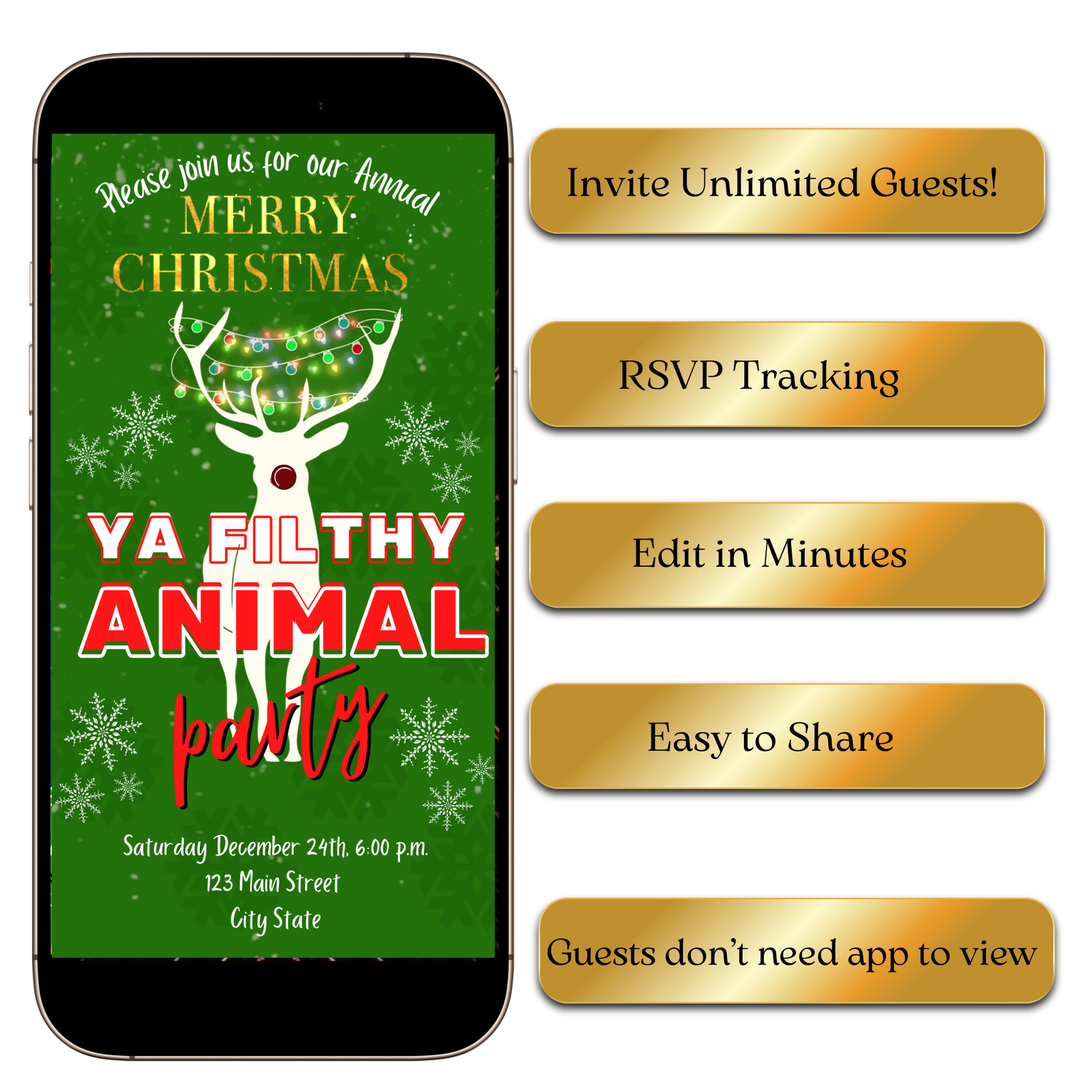 Funny Filthy Animal video invitation preview shown on laptop
