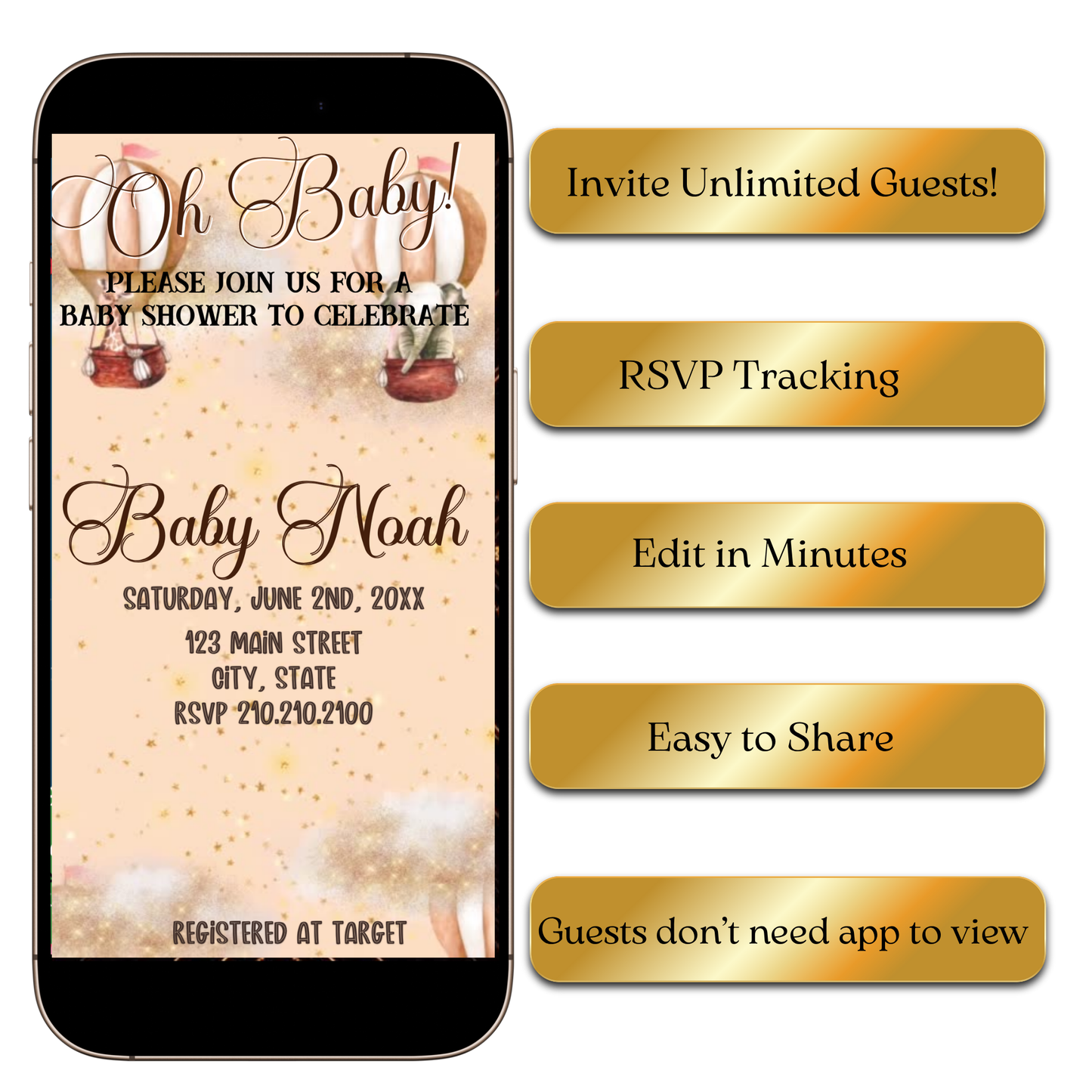 Sky gender neutral baby video invite editable