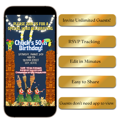 Big Kahuna Luau Video Invitation for Mobile Sharing