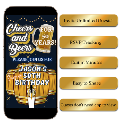 Editable beer barrel toast video invite template online