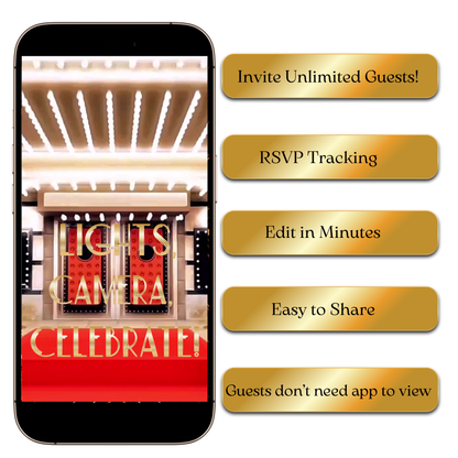 Editable starlit night premiere video invite online