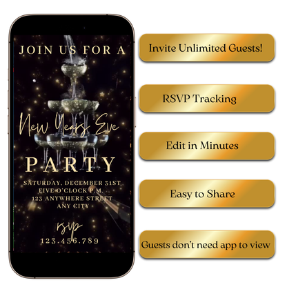 Editable champagne pyramid video invite template online