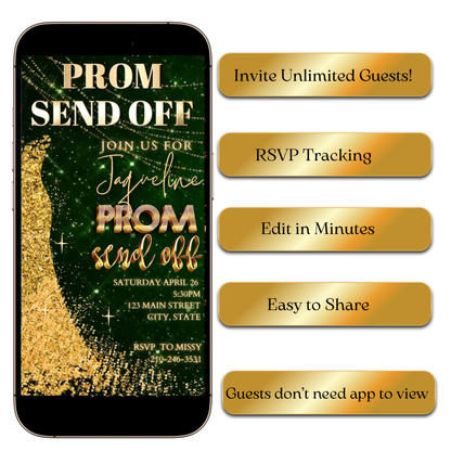 Editable Prom Sendoff & Reveal MP4 template with festive accents