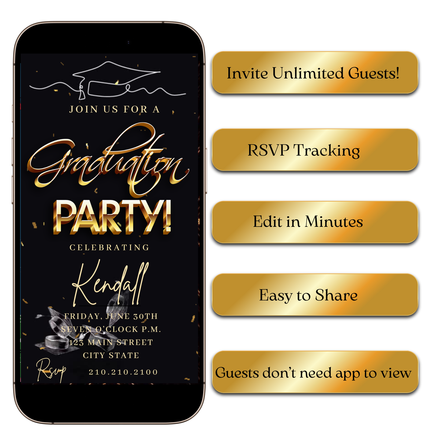 Digital Golden Glow Digital Video Invitation MP4 Invite