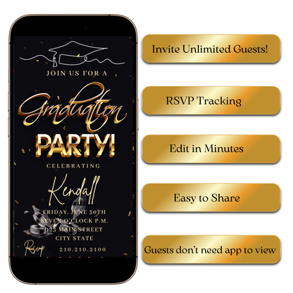 Digital Golden Glow Digital Video Invitation MP4 Invite