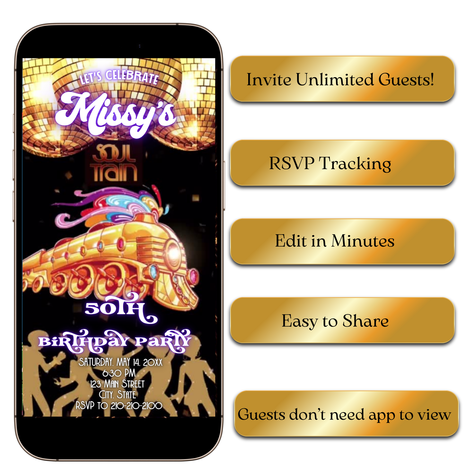 Instagram feed preview of funky retro party video invitation