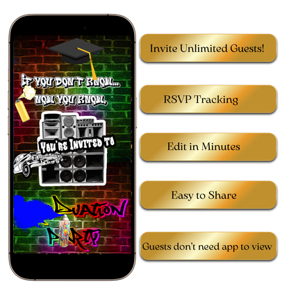 Digital Hip Hop Street Style Video Invitation MP4 Invite