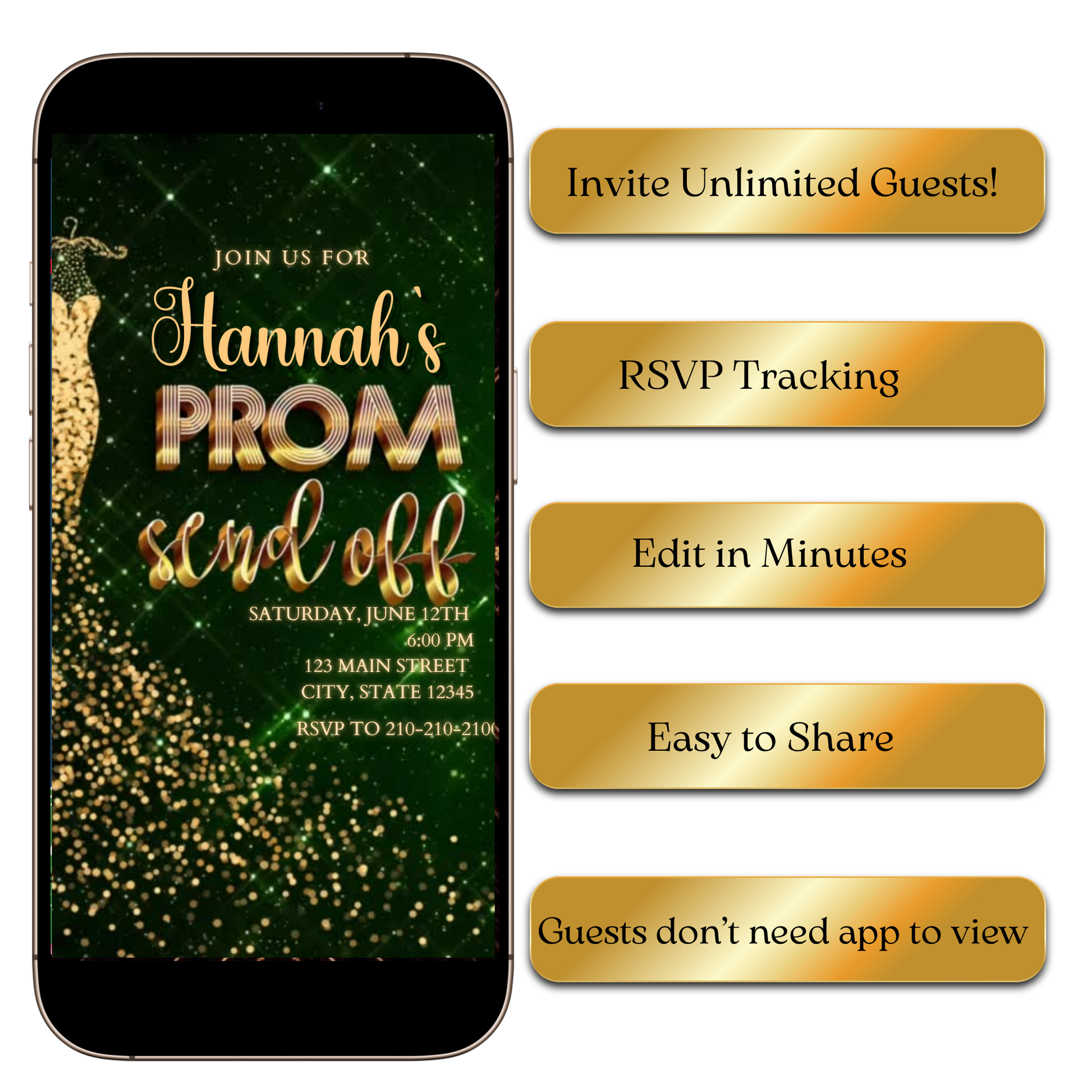 Editable glamour prom video invite template online