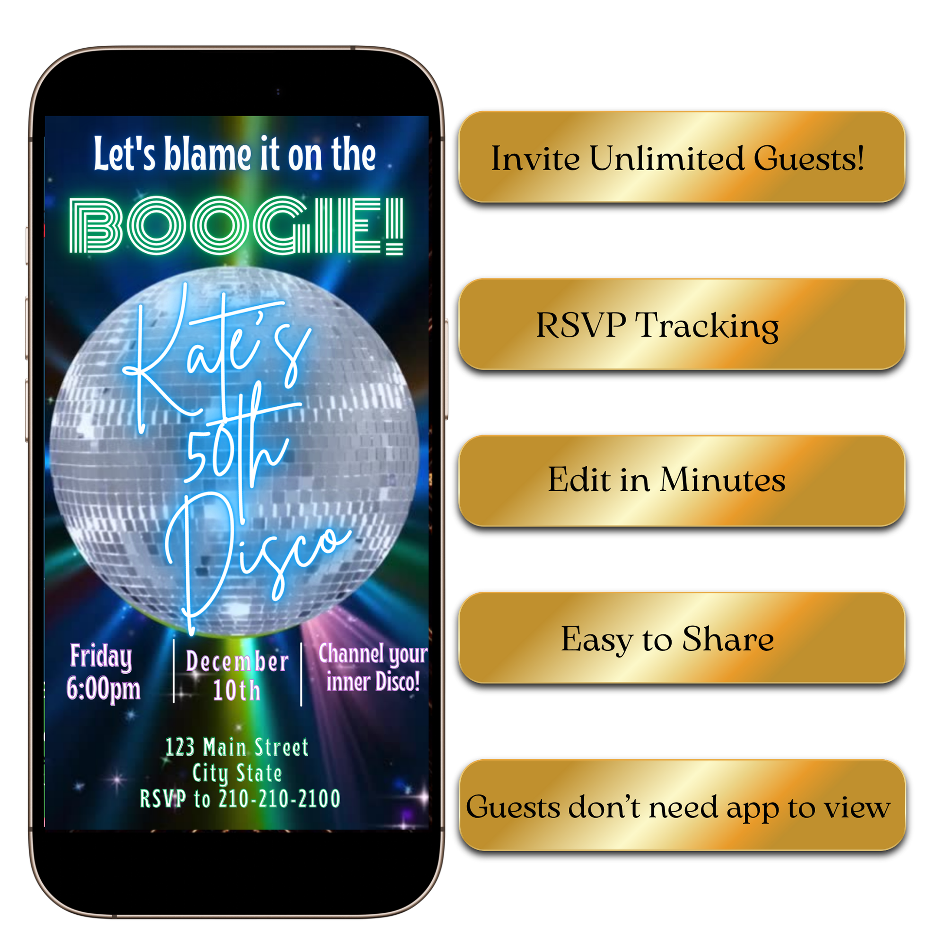 Editable Retro Disco Party Evite