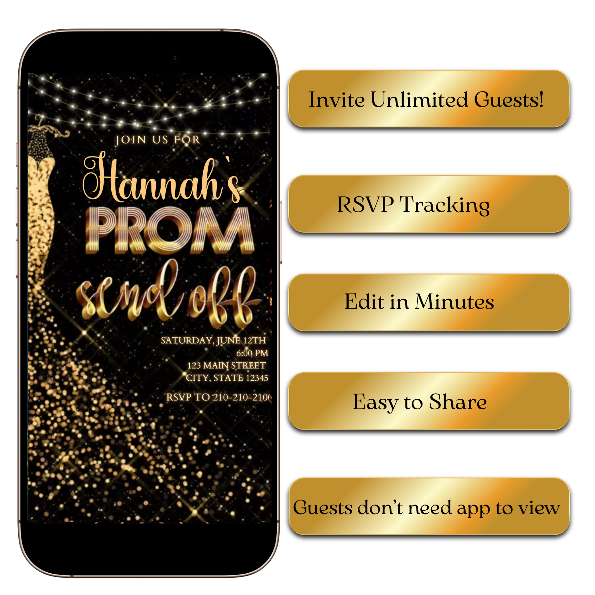Sequin glamour prom video invite editable online