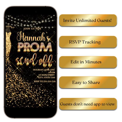 Sequin glamour prom video invite editable online