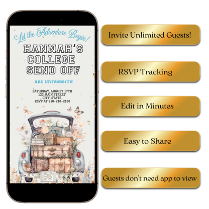 Digital Floral Adventure Drive Digital Video Invitation MP4 Invite
