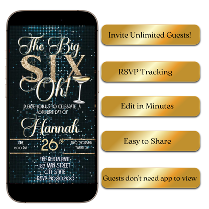 Digital Champagne Disco Night Digital Video Invitation MP4 Invite