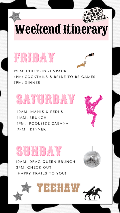 Venue card with map pin and lariat corner accents