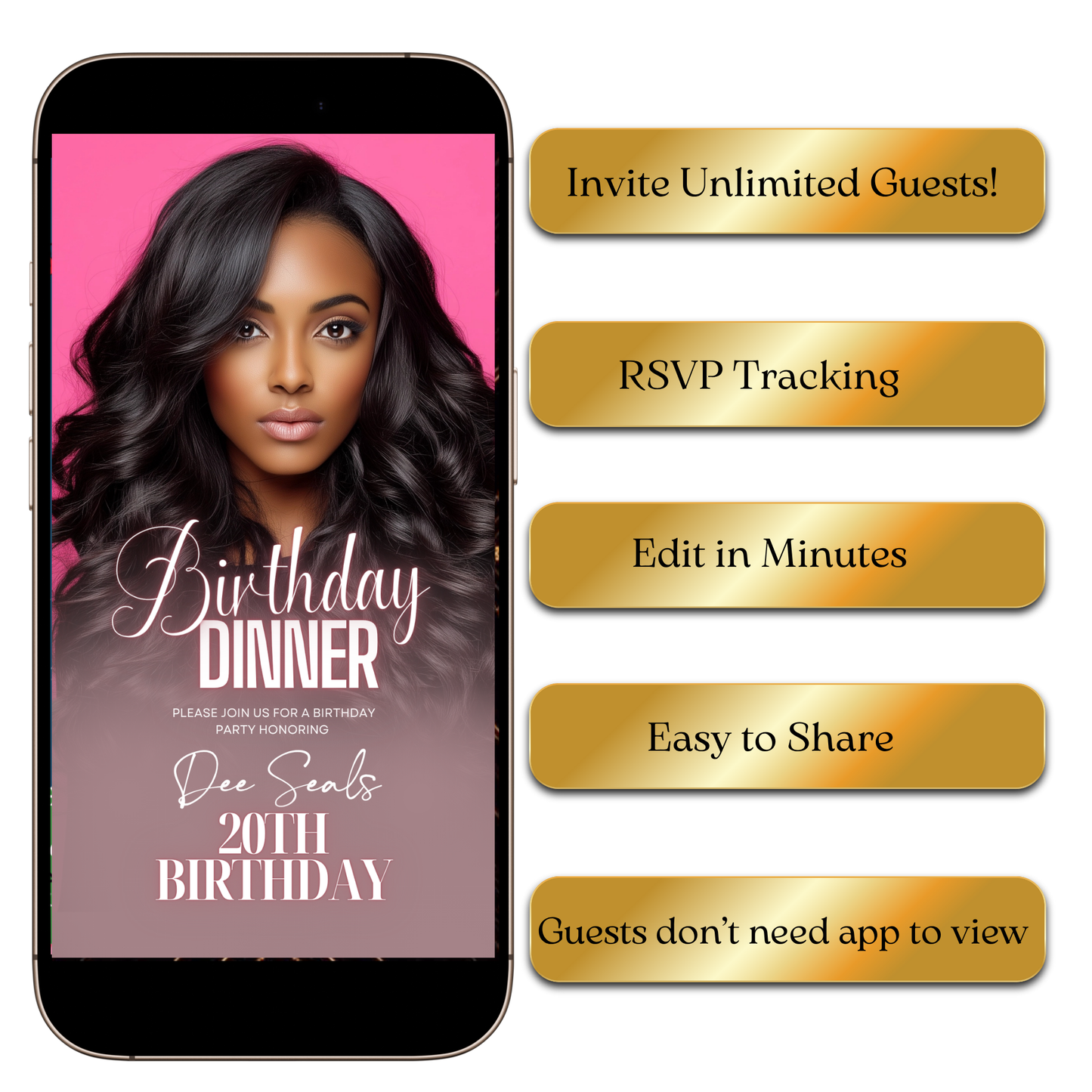 Modern Glam Party Evite Template