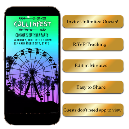 Editable festival video invite with ferris wheel online