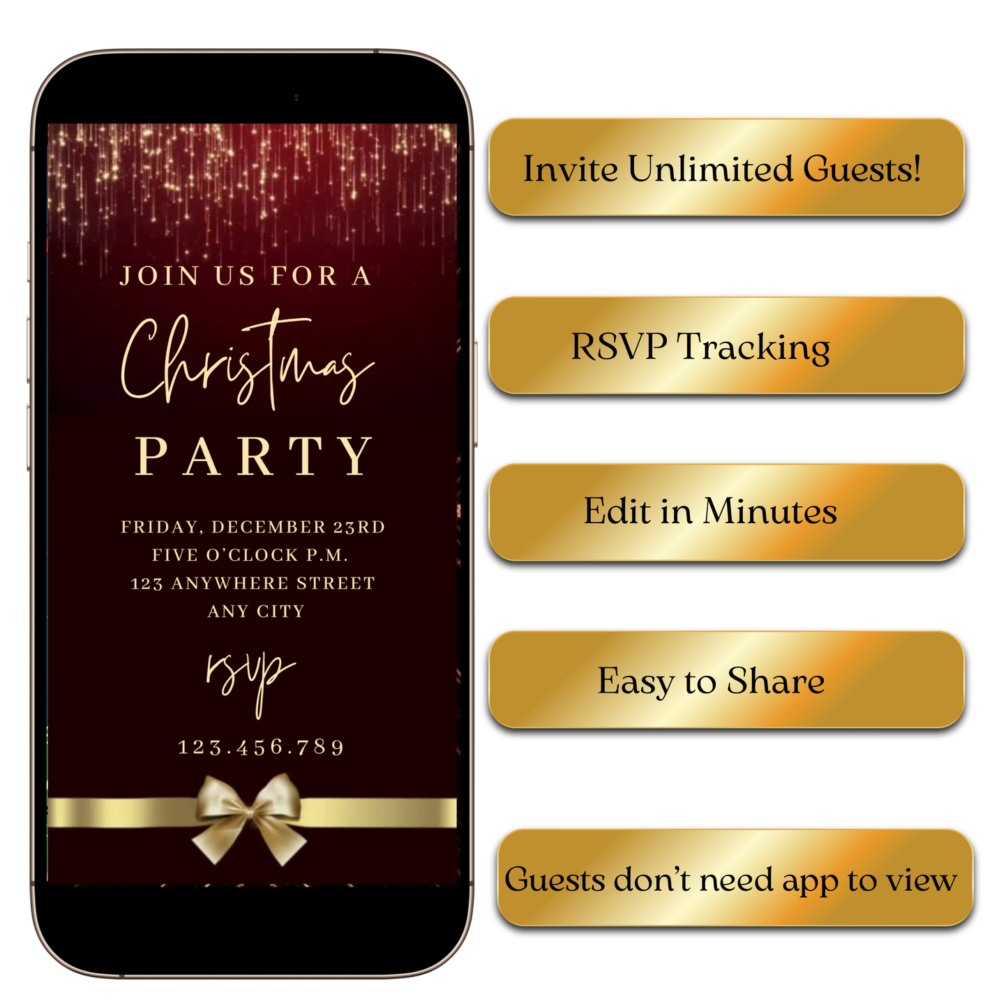 Editable crimson video invitation template in MP4 format