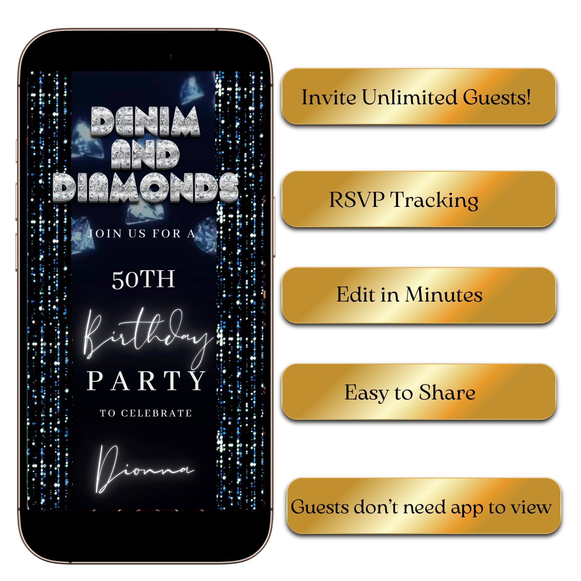 Elegant date and time layout with animated twinkle effects