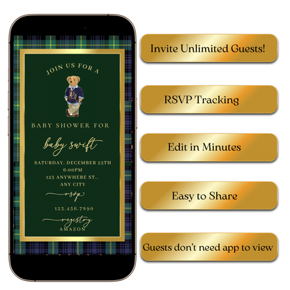 Preppy Plaid Theme Evite Template
