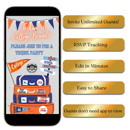 Editable Trunk Party Evite for Graduates MP4 Invite