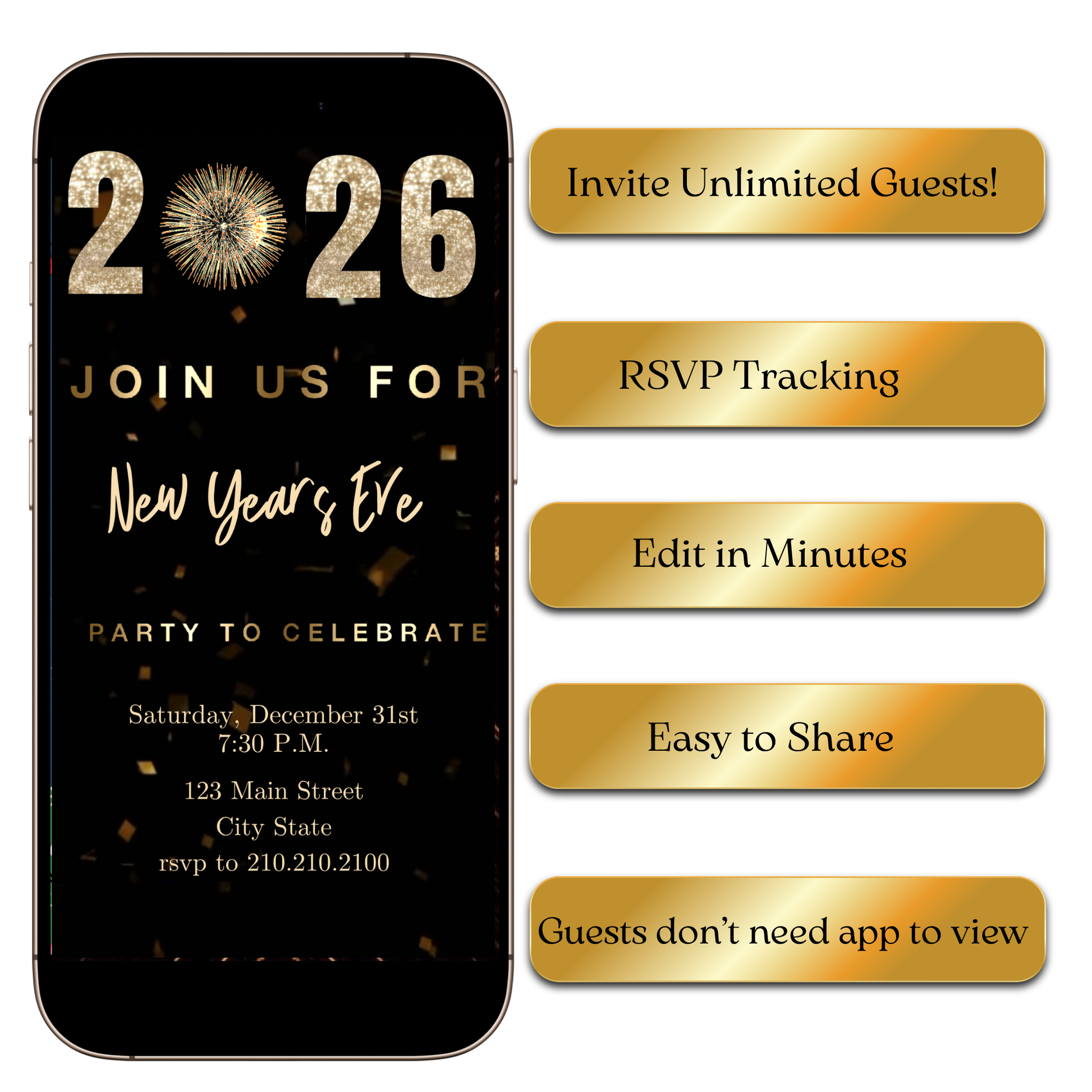 Animated fireworks display video invite template online