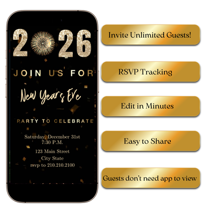 Animated fireworks display video invite template online